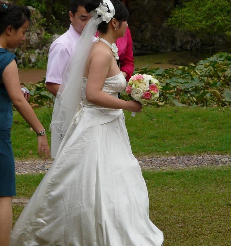 柳荫公园拍婚纱照的美丽新娘